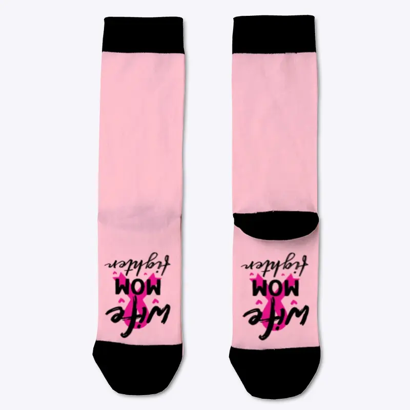 Wife mom fighter cancer socks